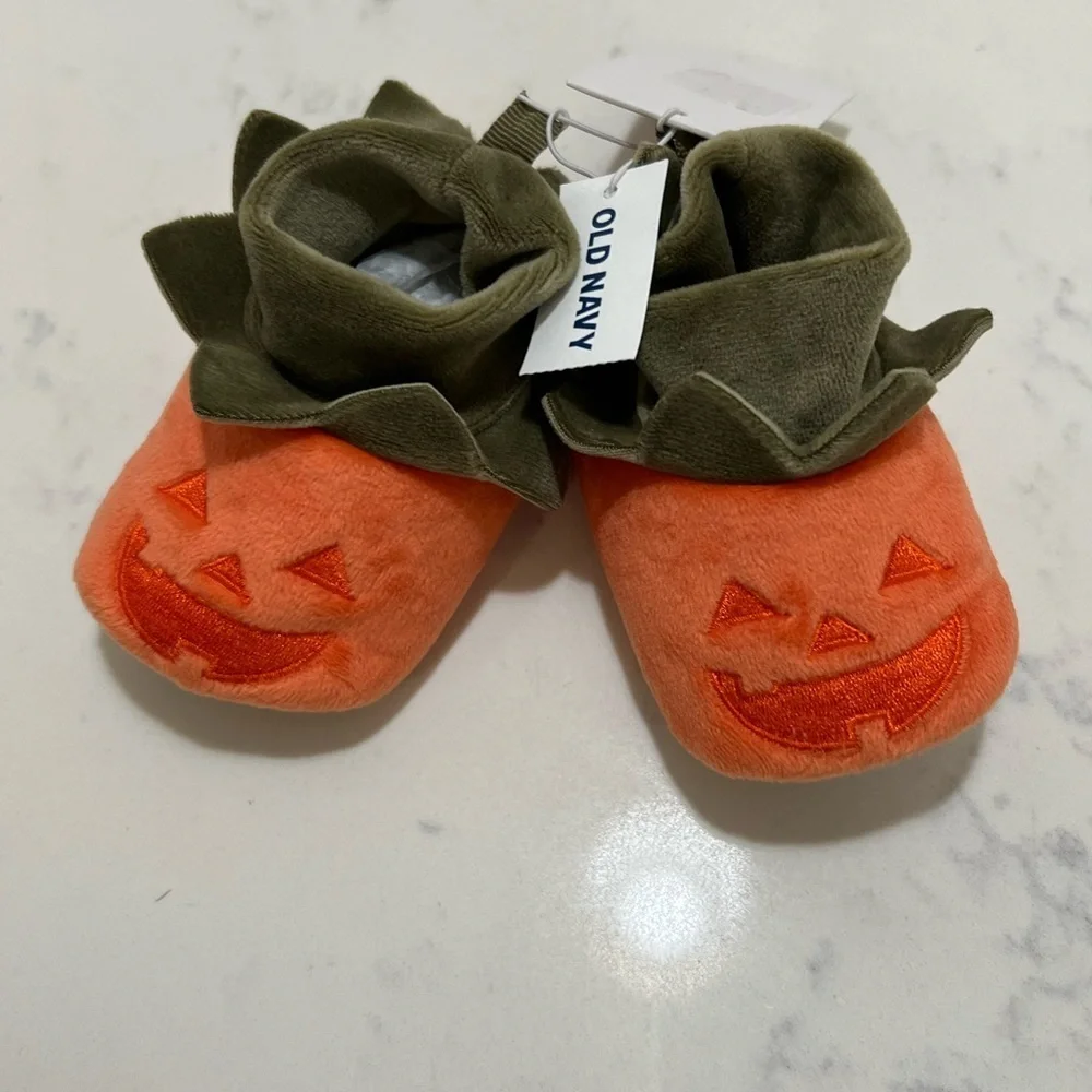 Festive Orange Pumpkin Baby Slippers